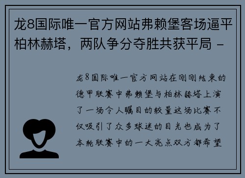 龙8国际唯一官方网站弗赖堡客场逼平柏林赫塔，两队争分夺胜共获平局 - 副本